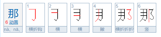 “那”字来自的笔顺是