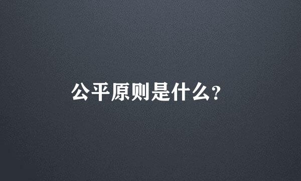 公平原则是什么？