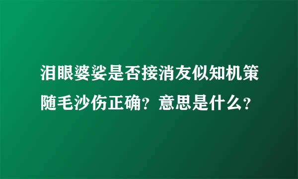 泪眼婆娑是否接消友似知机策随毛沙伤正确？意思是什么？