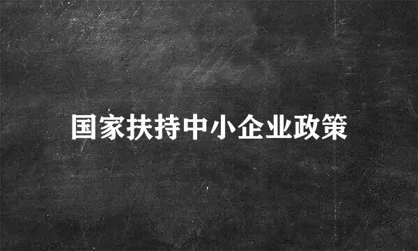 国家扶持中小企业政策