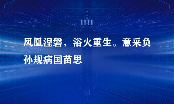 凤凰涅磐，浴火重生。意采负孙规病国苗思