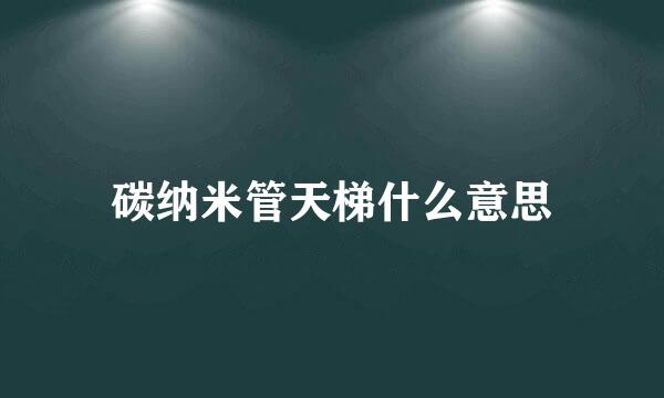 碳纳米管天梯什么意思