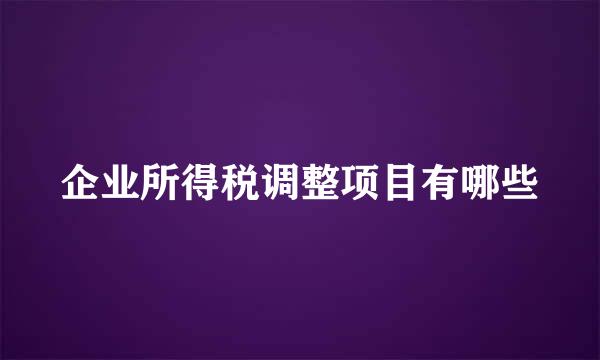 企业所得税调整项目有哪些