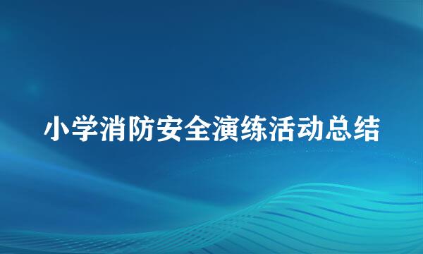 小学消防安全演练活动总结