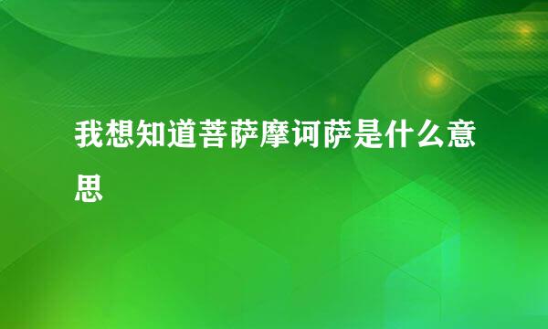 我想知道菩萨摩诃萨是什么意思