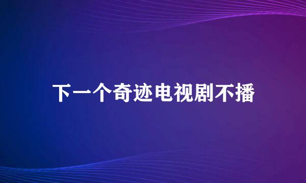 下一个奇迹电视剧不播