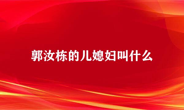 郭汝栋的儿媳妇叫什么