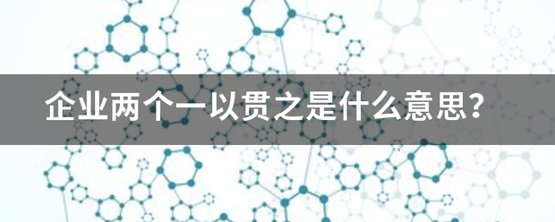 企业两个一以贯之是什么意思？