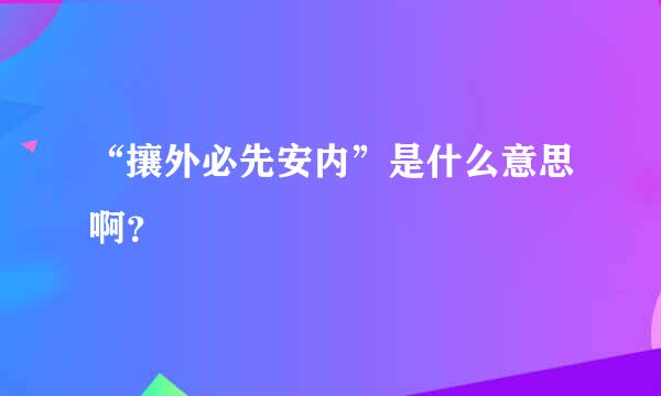 “攘外必先安内”是什么意思啊？