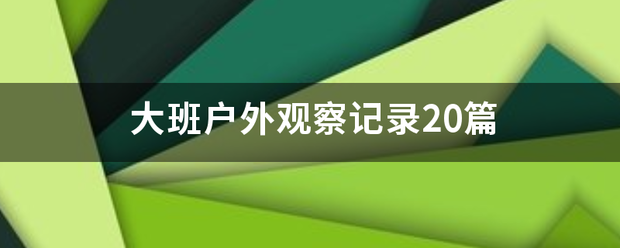 大班户外观察记录20篇