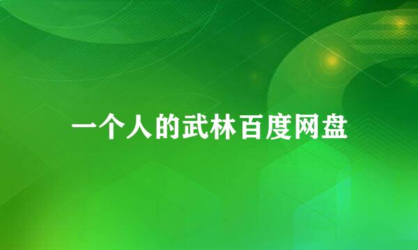 一个人的武林百度网盘