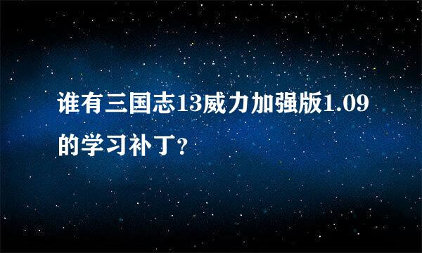 谁有三国志13威力加强版1.09的学习补丁？