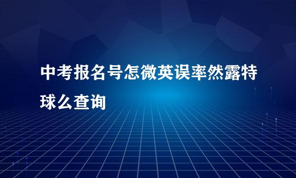 中考报名号怎微英误率然露特球么查询