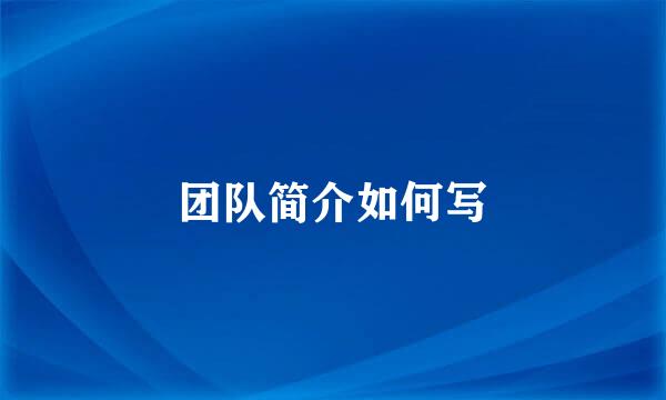 团队简介如何写