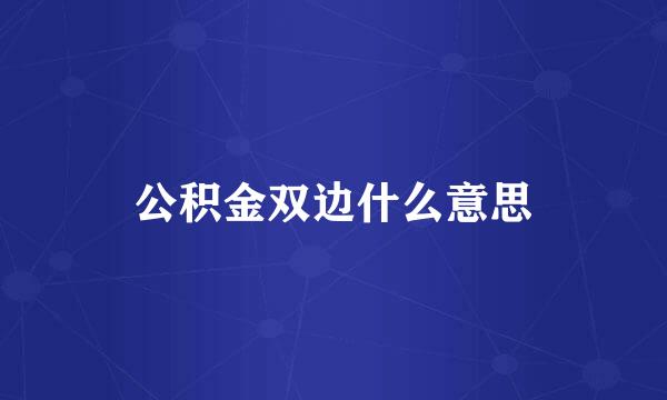 公积金双边什么意思