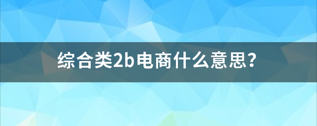 综合类2b电商什么意思？