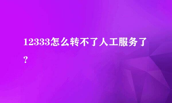 12333怎么转不了人工服务了？