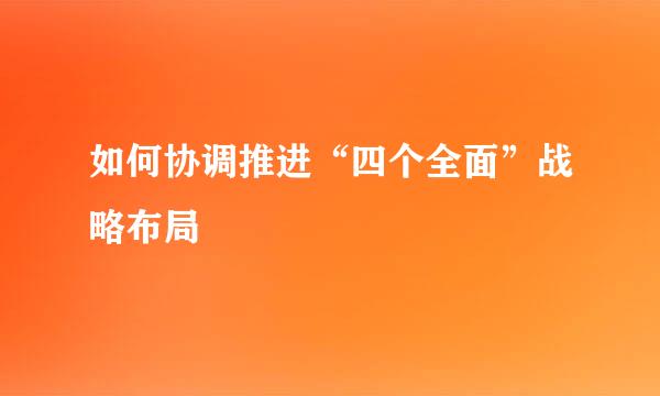 如何协调推进“四个全面”战略布局