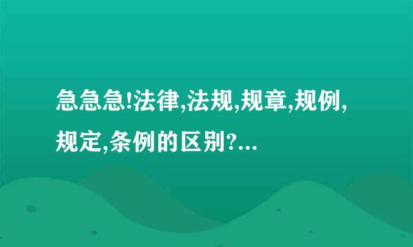 急急急!法律,法规,规章,规例,规定,条例的区别? 简洁点!