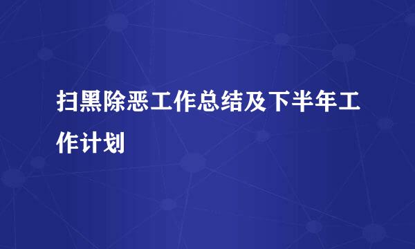 扫黑除恶工作总结及下半年工作计划