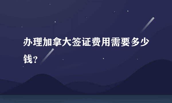 办理加拿大签证费用需要多少钱？