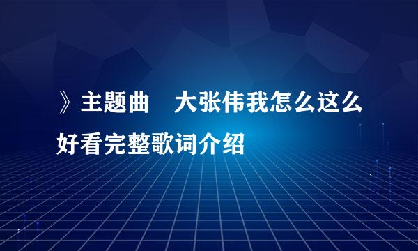 》主题曲 大张伟我怎么这么好看完整歌词介绍