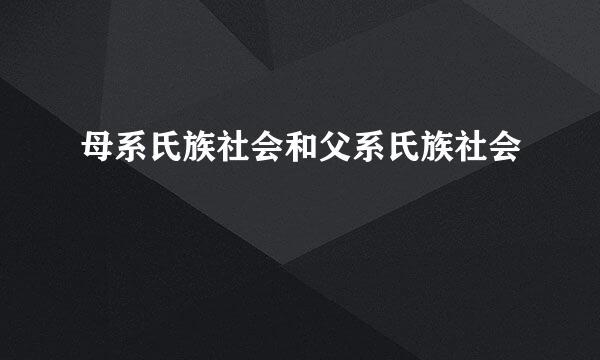 母系氏族社会和父系氏族社会