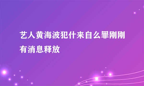 艺人黄海波犯什来自么罪刚刚有消息释放