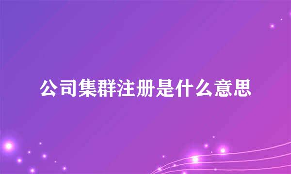 公司集群注册是什么意思