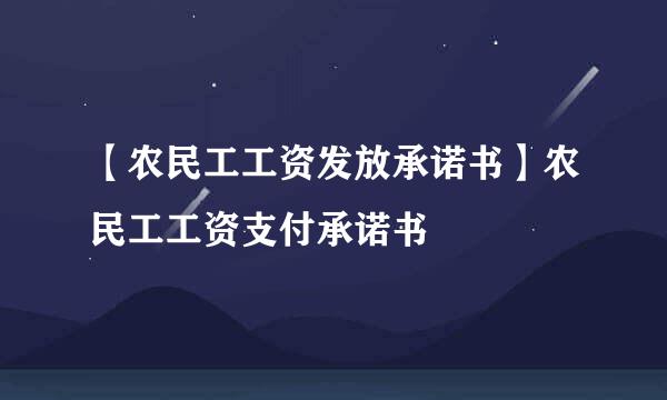 【农民工工资发放承诺书】农民工工资支付承诺书