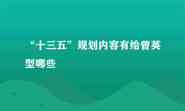 “十三五”规划内容有给曾英型哪些