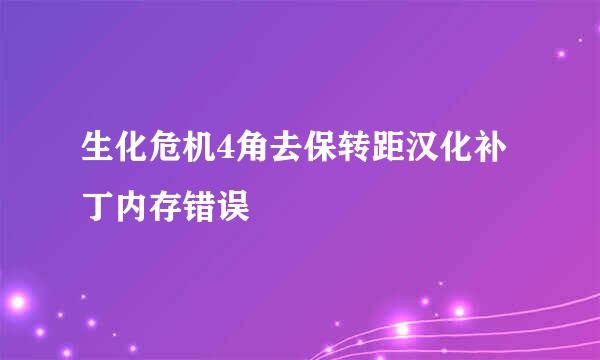 生化危机4角去保转距汉化补丁内存错误