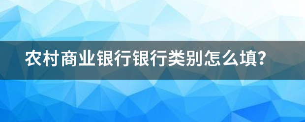 农村商业银行银行类别怎么填？