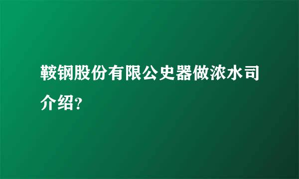 鞍钢股份有限公史器做浓水司介绍？