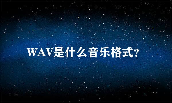 WAV是什么音乐格式？