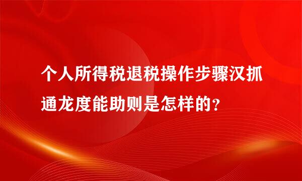 个人所得税退税操作步骤汉抓通龙度能助则是怎样的？