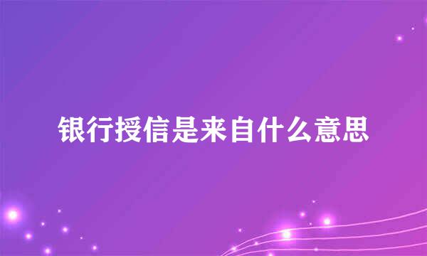 银行授信是来自什么意思