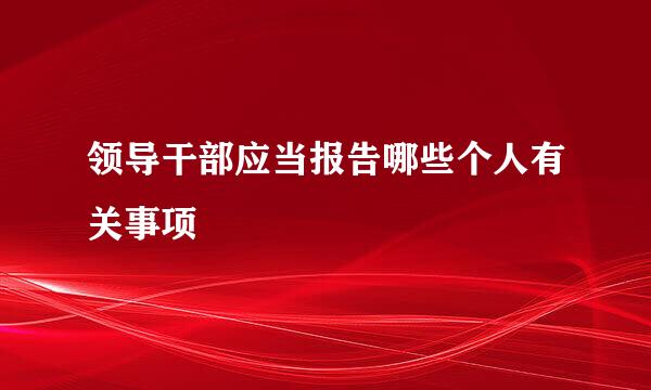 领导干部应当报告哪些个人有关事项