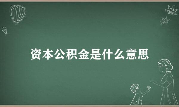 资本公积金是什么意思