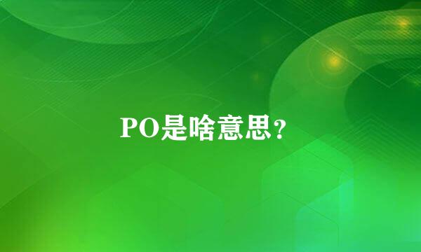 PO是啥意思？