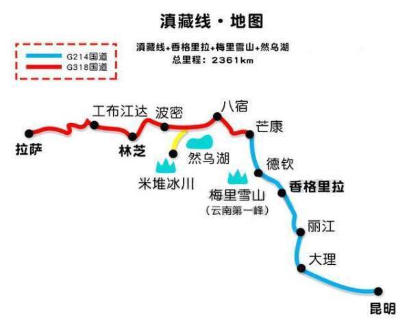 川藏线自驾游路线图