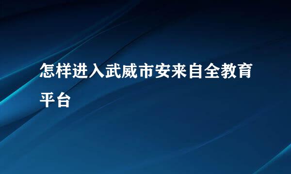 怎样进入武威市安来自全教育平台