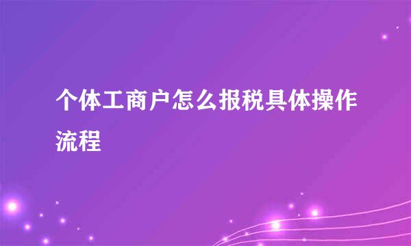 个体工商户怎么报税具体操作流程