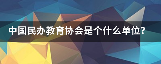 中国民办教育协会是个什么单位？