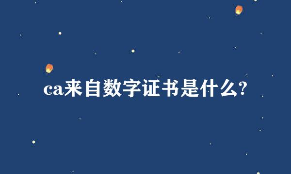 ca来自数字证书是什么?