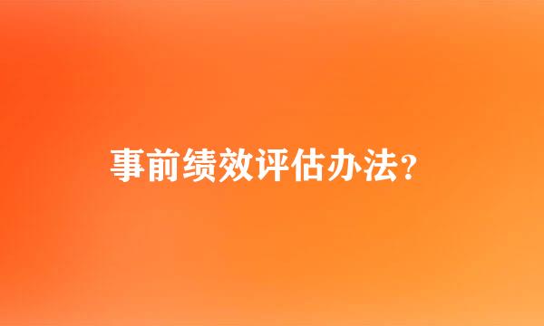 事前绩效评估办法？