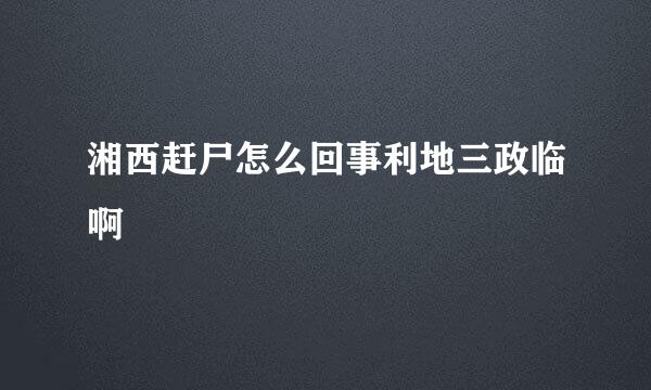 湘西赶尸怎么回事利地三政临啊