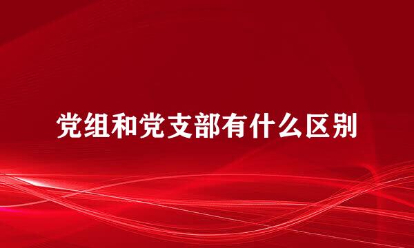 党组和党支部有什么区别