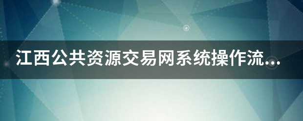 江西公共资源交易网系统操作流程？