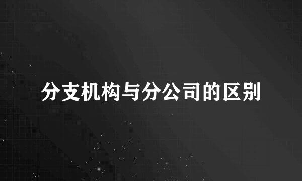 分支机构与分公司的区别